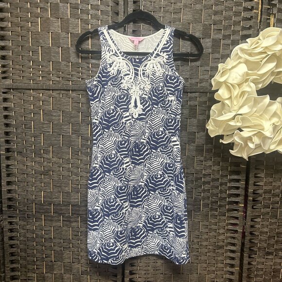 Lilly Pulitzer Blue and White Summer Shift Dress Size XS - Picture 2 of 7
